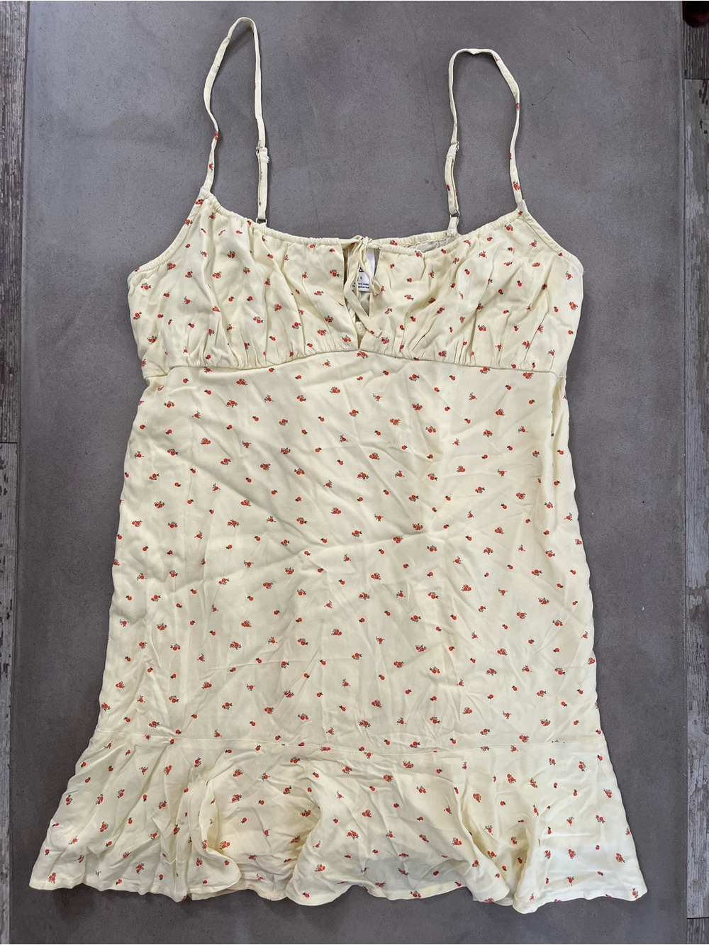 Abound Floral Babydoll Mini Dress Ruffle Hem Sweetheart Tie Size Large New